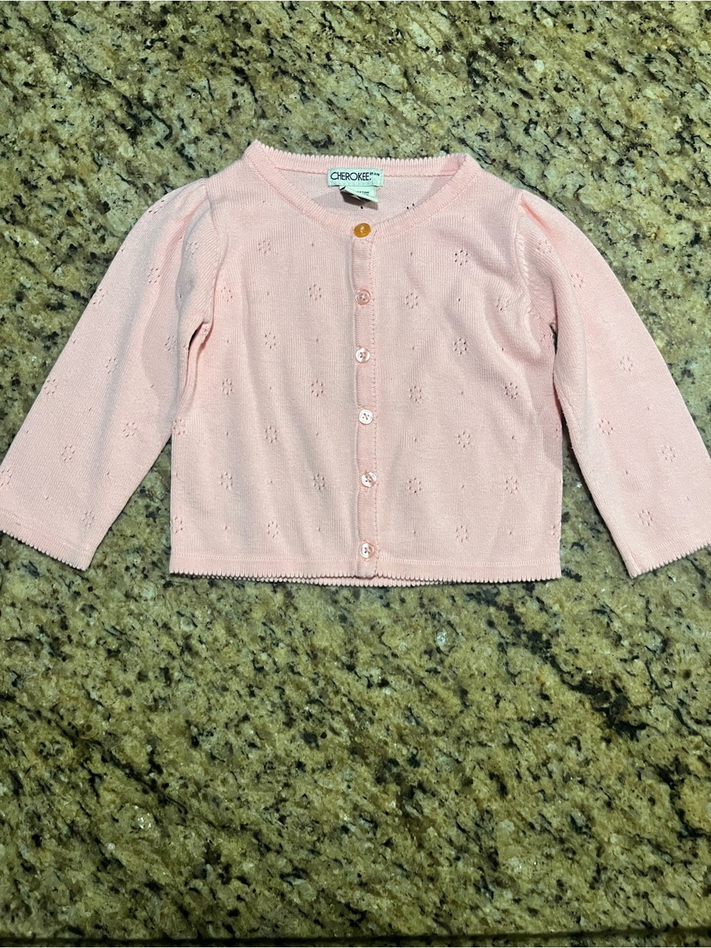 Cherokee Light Pink Pointelle Knit Cardigan
